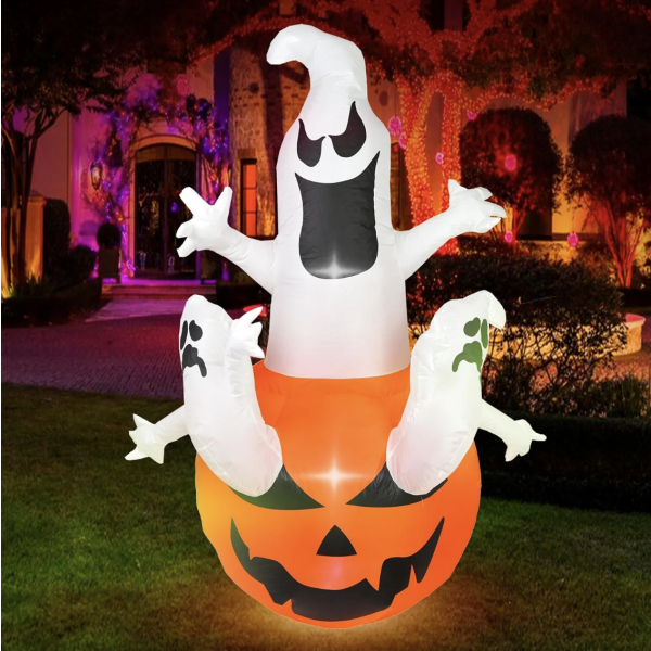 Inflatable pumpkin witches hat